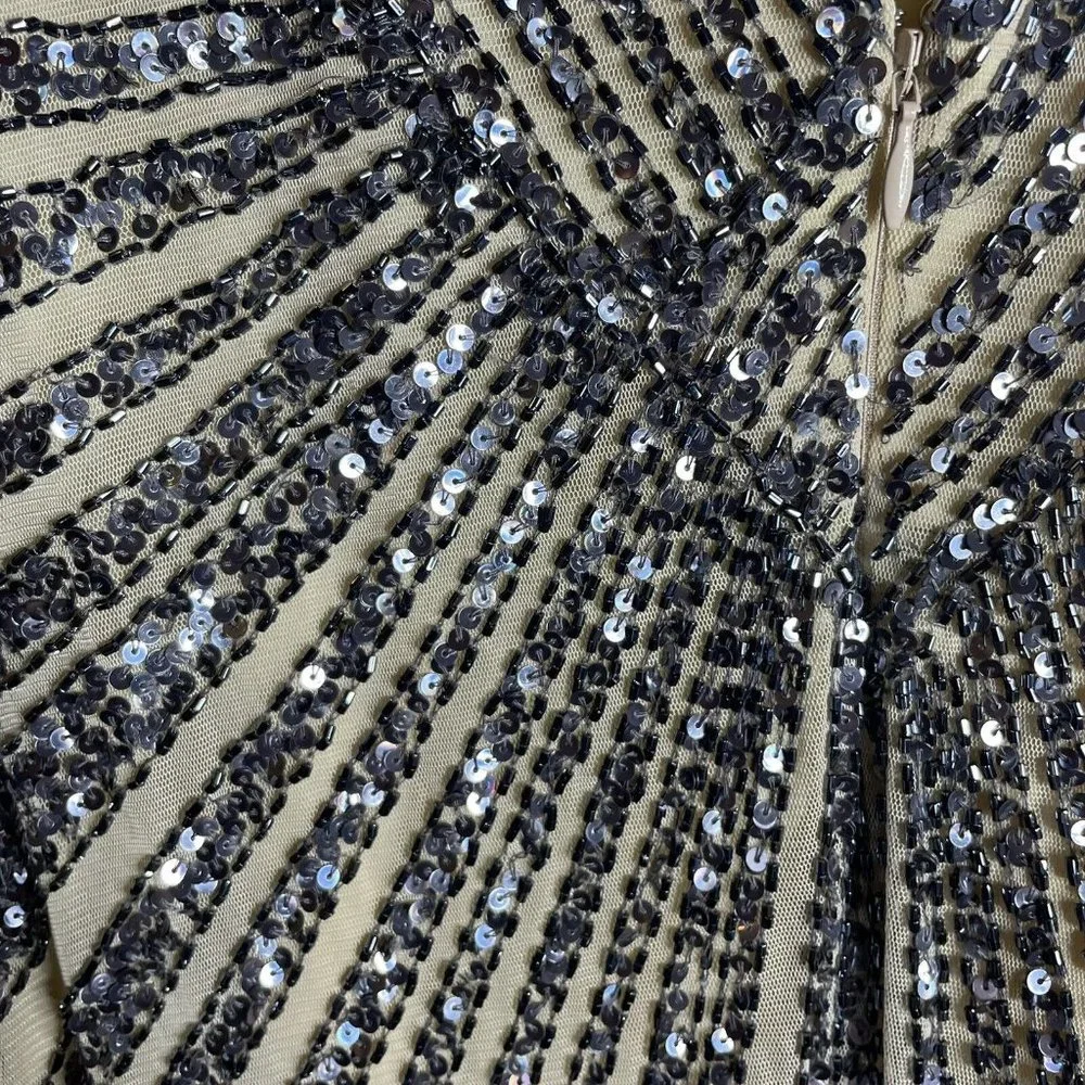 Basix Black Label Sequin Beaded Sleeveless Mini Dress Size 4 Cocktail Formal - Picture 8 of 9